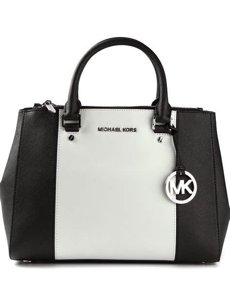 michael kors black and white handbag|Michael Kors black shoulder purse.